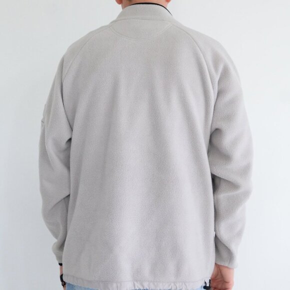 Vintage 90S Nevada Zip Up Arm Zipper Pocket Soft Fleece Taupe Sweater Medium - Picture 3 of 12